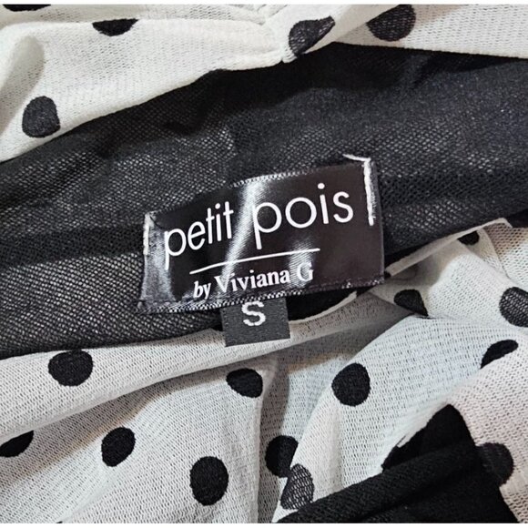 petit pois by Viviana G long sleeves black & white polka dot mini dress size S - Picture 9 of 10
